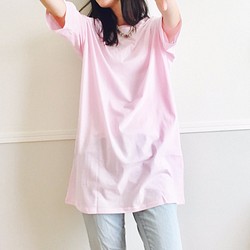 棉100％薄布穿與服裝T卹連衣裙寶寶粉紅色 第1張的照片