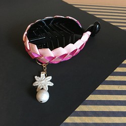 【送料無料】リボンアートのテールクリップ ピンクピンク 1枚目の画像