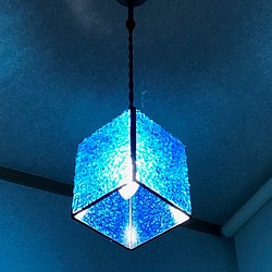【照明】ステンドグラス ペンダントライト BLUE ギフト 1枚目の画像