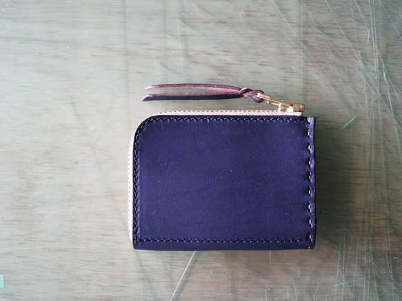 〈A様 オーダー品〉L字ファスナーの小型財布 / グレー 1枚目の画像
