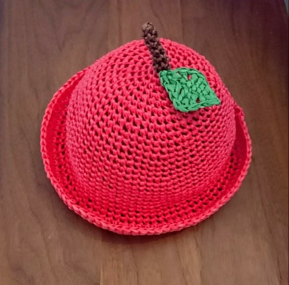 りんごの麦わら帽子 52cm〜54cm 1枚目の画像