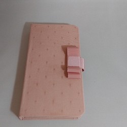 スマホケース（汎用スライドタイプ）ドットモアレ（ピンク） 1枚目の画像