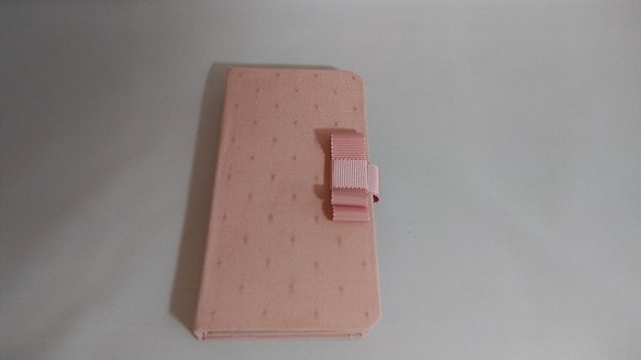 スマホケース（汎用スライドタイプ）ドットモアレ（ピンク） 1枚目の画像