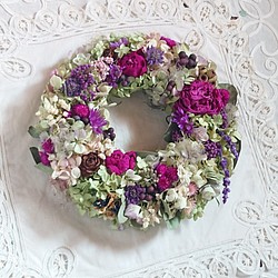 ―botanical cake―葡萄色のお花リース 1枚目の画像