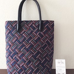 Ajiro編織袋靛藍條紋垂直L國內免費送貨 第1張的照片
