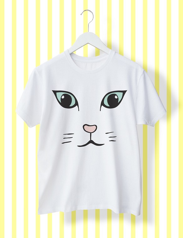 猫 ビッグフェイス ユニセックス Tシャツ 1枚目の画像