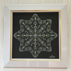 曼荼羅アート「ドットの幾何学～緑色」（原画） 1枚目の画像