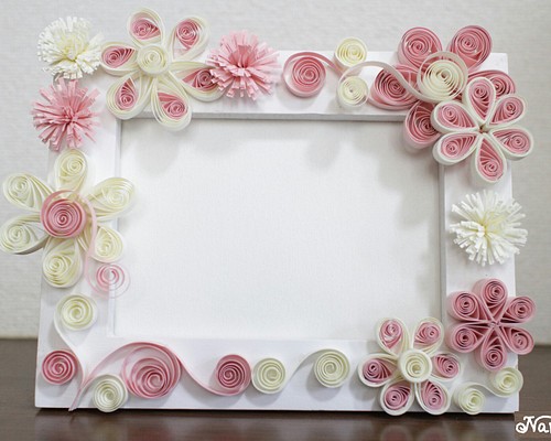 写真立て】PINK×WHITE ペーパークイリング～Paper Quilling～ フォト