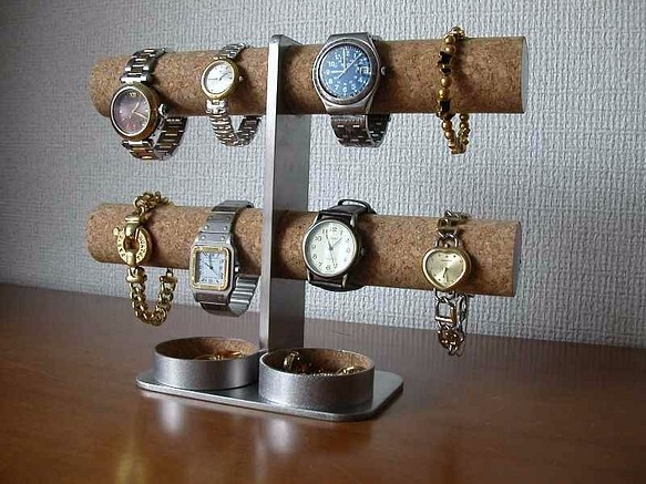 バレンタイン　ダブル丸トレイ8本掛けインテリア腕時計スタンド 1枚目の画像