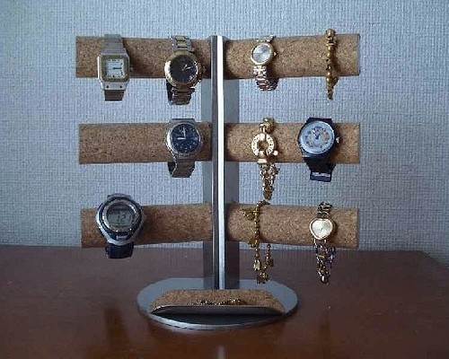 時計 飾る 12本掛け角度付き腕時計スタンド ハーフパイプトレイ付き