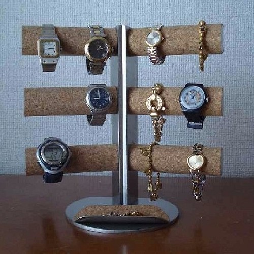時計 飾る 12本掛け角度付き腕時計スタンド ハーフパイプトレイ付き
