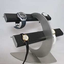 プレゼント　ブラック革バンド専用三日月腕時計スタンド 　受注生産　No.170406 1枚目の画像