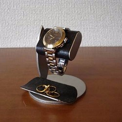 プレゼントに　ブラックコルクディスプレイ腕時計スタンド　黒トレイバージョン 1枚目の画像