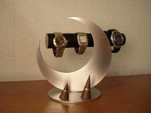 NEW！クリスマスプレゼントに♪　三日月ムーン腕時計スタンドブラック　指輪スタンド 1枚目の画像