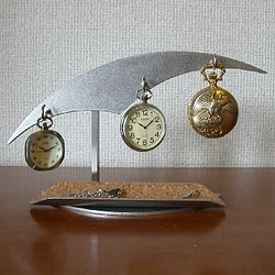 懐中時計スタンド　3本掛け懐中時計ディスプレイロングトレイ　　ak-design 1枚目の画像