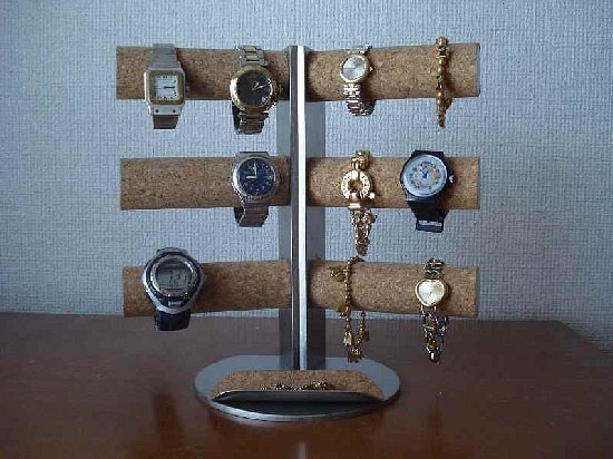 父の日に喜ばれます。　腕時計スタンド　12本掛け角度付き腕時計スタンド　ハーフパイプトレイ付き　N8109 1枚目の画像