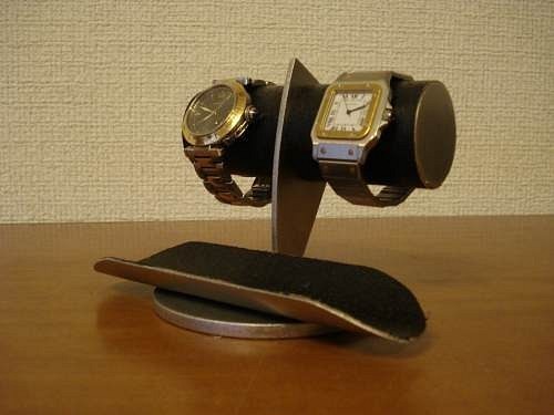 彼氏へのプレゼントに　どっしりちょっと太めのパイプブラックコルク腕時計スタンド　No.12320 1枚目の画像