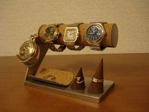 バレンタインデーにどうぞ　3本掛け腕時計スタンド＆懐中時計、ダブルリングスタンド 1枚目の画像