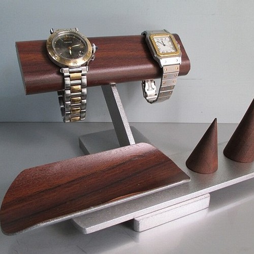 腕時計 飾る だ円パイプ 腕時計、リングアクセサリー収納スタンド 重厚