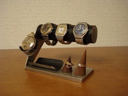 ウオッチスタンド　3本掛け腕時計スタンド＆懐中時計、ダブルリングスタンド 1枚目の画像