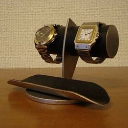腕時計スタンド　どっしりちょっと太めのパイプブラックコルク腕時計スタンド 1枚目の画像