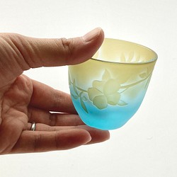 【木盒裝】～山吹～（山吹）玻璃杯（清酒套裝）Guinomi Yellow ✖️ Blue 第1張的照片