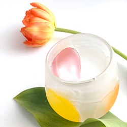 〜HANA glass 〜 花のコップ 1個(黄色、ピンク、オレンジ)102-3 1枚目の画像