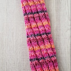 レッグウォーマー温活ふわふわピンク　厚めのスパイラルソックス編み 1枚目の画像