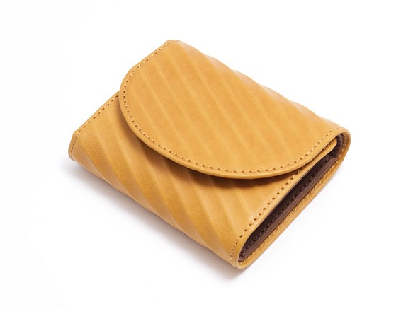 三つ折りコンパクト牛革財布 - cookie - キャメルブラウン ✕ ブラウン【受注生産】 1枚目の画像