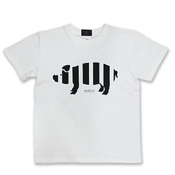 ボーダーピッグ コットンTシャツ レディースMサイズ ホワイト 1枚目の画像