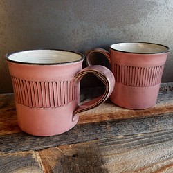 しのぎマグカップ大サイズ(ピンク)　 1枚目の画像