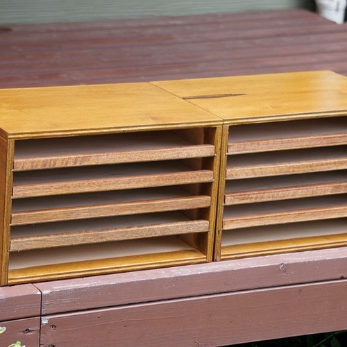 木製のレターケース・小引き出し/収納/アンティーク/書類棚/レター 