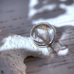 【15号】ぷっくり ルチルクォーツ silver ring 1枚目の画像