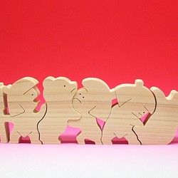 送料無料　木のおもちゃ　動物組み木 クマと金太郎  五月人形　子供の日　端午の節句 1枚目の画像