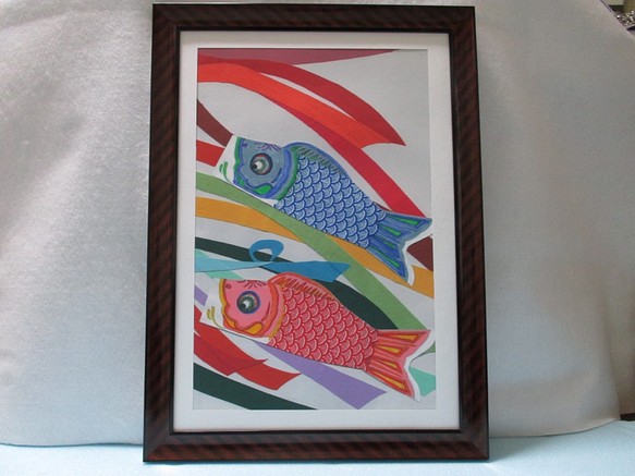 アート　鯉のぼり   A4フレーム付 1枚目の画像