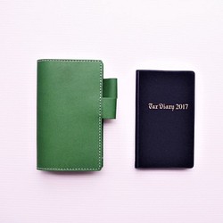 『　税務手帳カバー　』　✻　牛革　✻　森林グリーン色　✻　バタフライストッパー式 1枚目の画像