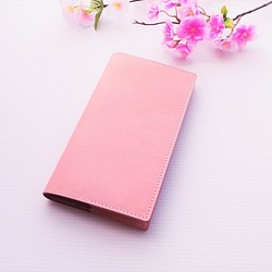 ✻ カードケースカバー ✻　３段６０枚収納カードケースつき　✻　牛革　✻　桜ピンク　✻　⑨ 1枚目の画像