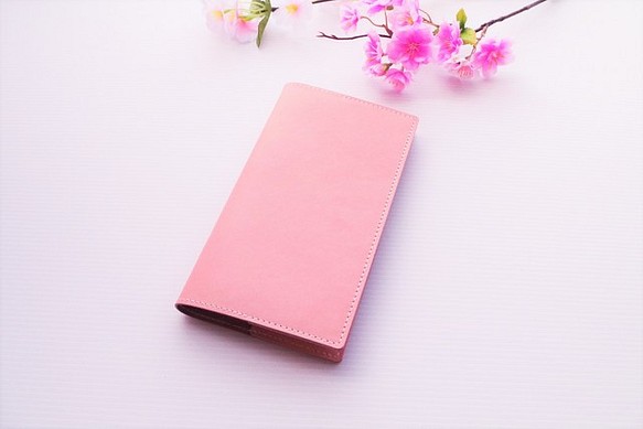 ✻ カードケースカバー ✻　３段６０枚収納カードケースつき　✻　牛革　✻　桜ピンク　✻　⑨ 1枚目の画像
