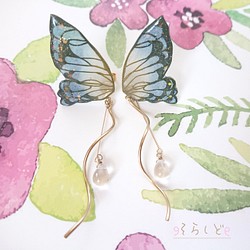 季節の蝶～冬〜 ୨୧ ピアス イヤリング 1枚目の画像