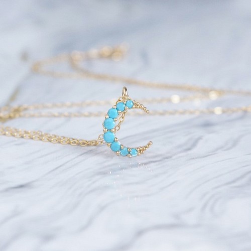 14KGF】Turquoise Crescent Moon Necklace ネックレス・ペンダント