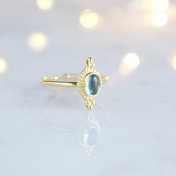 [Gold Vermeil/Gemstone] 開口戒指-藍色托帕石-, 指環戒指 第1張的照片