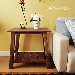 【木製サイドテーブル】ベッドサイドテーブル/ベンチ 1枚目の画像