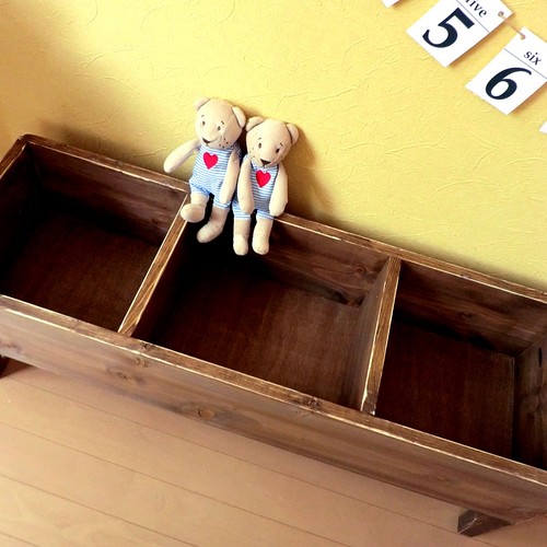 90【木製収納ボックス】絵本棚/本棚/おもちゃ箱/リビング収納 本棚・絵 