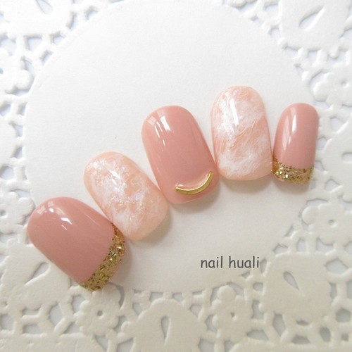 再販 ピンクベージュ マーブルネイルチップ ネイルチップ ネイルシール Nail Huali 通販 Creema クリーマ ハンドメイド 手作り クラフト作品の販売サイト