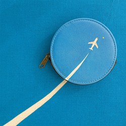 ひこうきぐも　小さなポーチ　✶ コインケース 小物入れ 飛行機 星 夏 ブルー 1枚目の画像