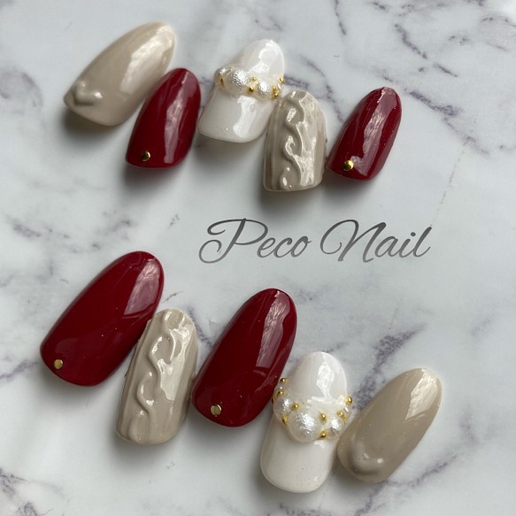 グレーニット ボルドー ネイルチップ ネイルチップ ネイルシール Peco Nail 通販 Creema クリーマ ハンドメイド 手作り クラフト作品の販売サイト