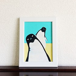 みてくるアデリーペンギン／アクリル画 1枚目の画像
