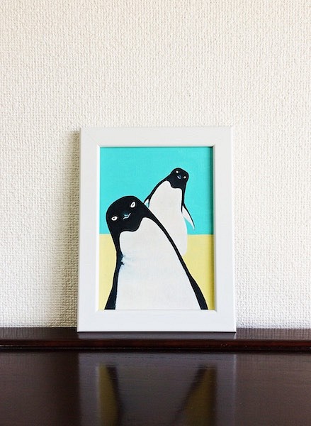 みてくるアデリーペンギン／アクリル画 1枚目の画像