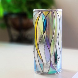 K様ご注文☆ガラス円形花瓶『光のシャワー』 1枚目の画像
