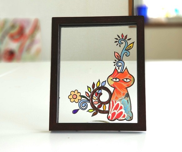 Wood frame + glass photo frame "Red Cats" 第1張的照片